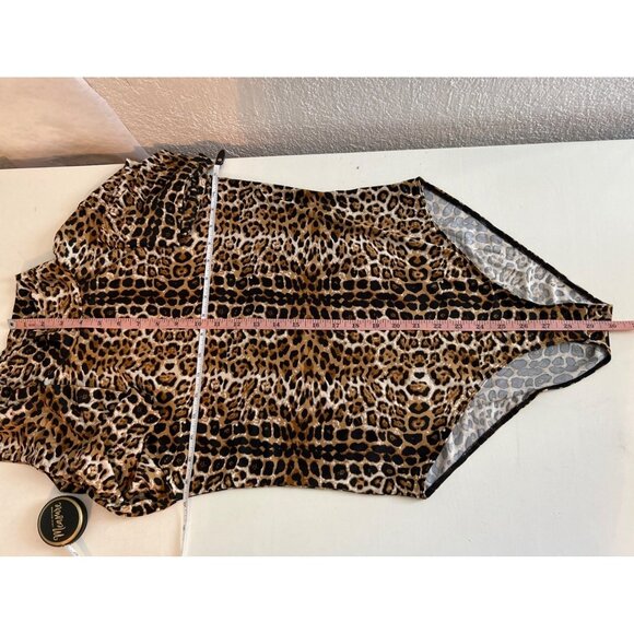 Mangopop Women Leopard Print Long Sleeve Bodysuit Size XL - Picture 5 of 7